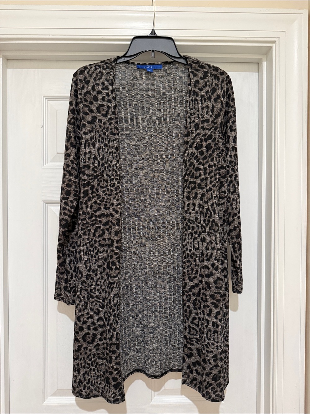 APT.9 Animal Print Cardigan in Black & Gray Size Medium